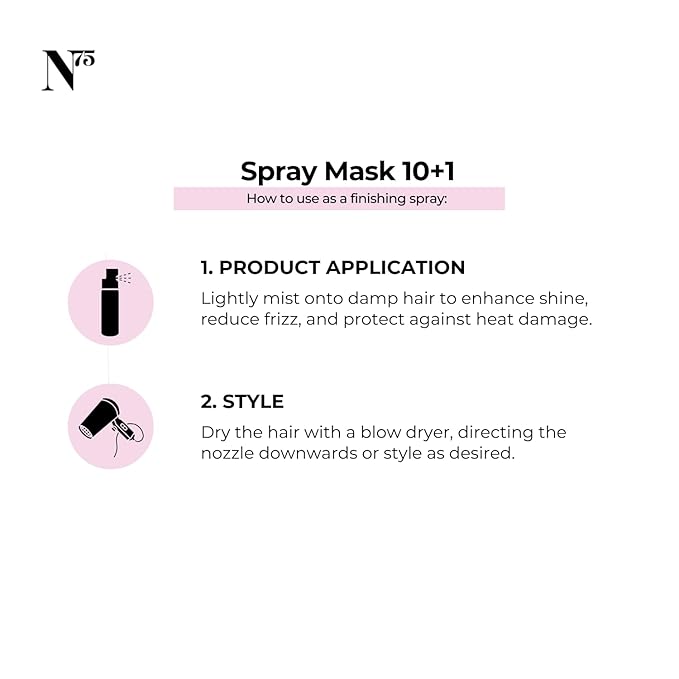 N75 10+1 Spray Mask 5.1 fl oz – Leave-in Hair Treatment with Pro-Vitamin B5 – Vegan Heat Protectant & UV Shield – Hydrating Spray for Color-Treated, Curly, Frizz-Prone or Damaged Hair
