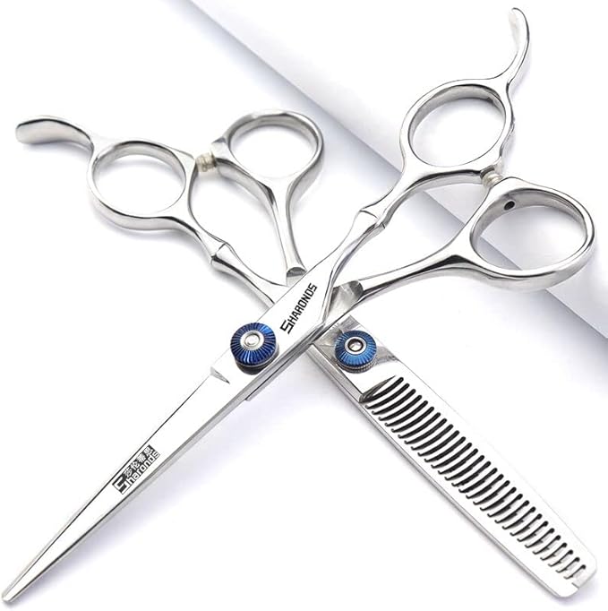 6 Inch Black Hairdressing Scissors Salon Hairdressing Tool Stainless Steel Hair Cutting Hair Thinning Hairdressing Scissors (6 inch 2PC-B)
