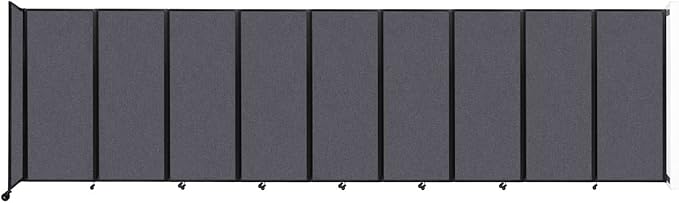 Versare Room Divider 360 Wall-Mounted Folding Partition | Locking Wheels | Temporary Room Separator | 25' x 6'10" Dark Gray SoundSorb Panels