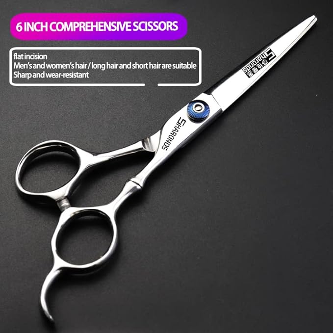 6 Inch Black Hairdressing Scissors Salon Hairdressing Tool Stainless Steel Hair Cutting Hair Thinning Hairdressing Scissors (6 inch 2PC-B)