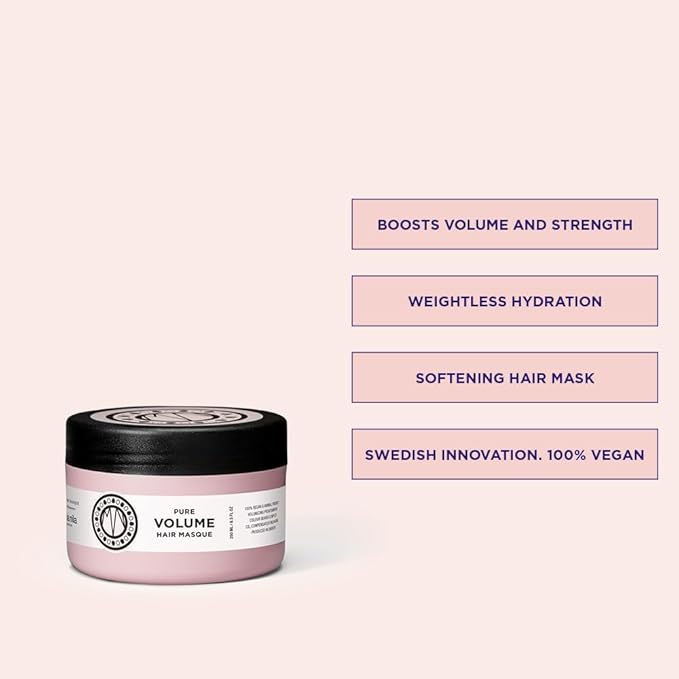 Maria Nila Pure Volume, Hair Mask 8.5 Fl Oz, Vitamin B5 Gives Volume to Thin & Fine Hair, 100% Vegan & Sulfate/Paraben free