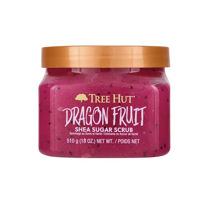 Tree Hut Dragon Fruit Shea Sugar Scrub, Exfoliating, Hydrating & Moisturizing Body Scrub with Shea Butter & Nourishing Essential Oils, Smooth & Soften Skin, 18 oz