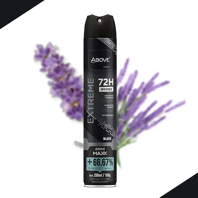 ABOVE Extreme Men Black MAXX - 72H Antiperspirant Spray Deodorant for Men 8.45 Fl Oz | Aluminum-Free | Fresh Mist, No Stain & Alcohol, Long-Lasting Men's Deodorant Spray | Lavender and Oliban