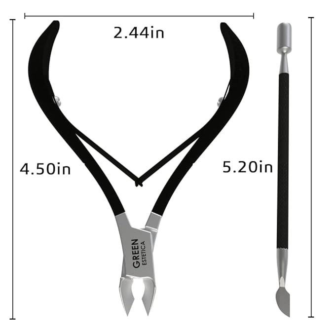 Professional Cuticle Trimmer with Cuticle Pusher Nail Cuticle Remover Nipper Silver Stainless Steel Sharp Blades Manicure Tools with Double Spring Nail Care Pedicure Nail Tools Home Spa (Black)