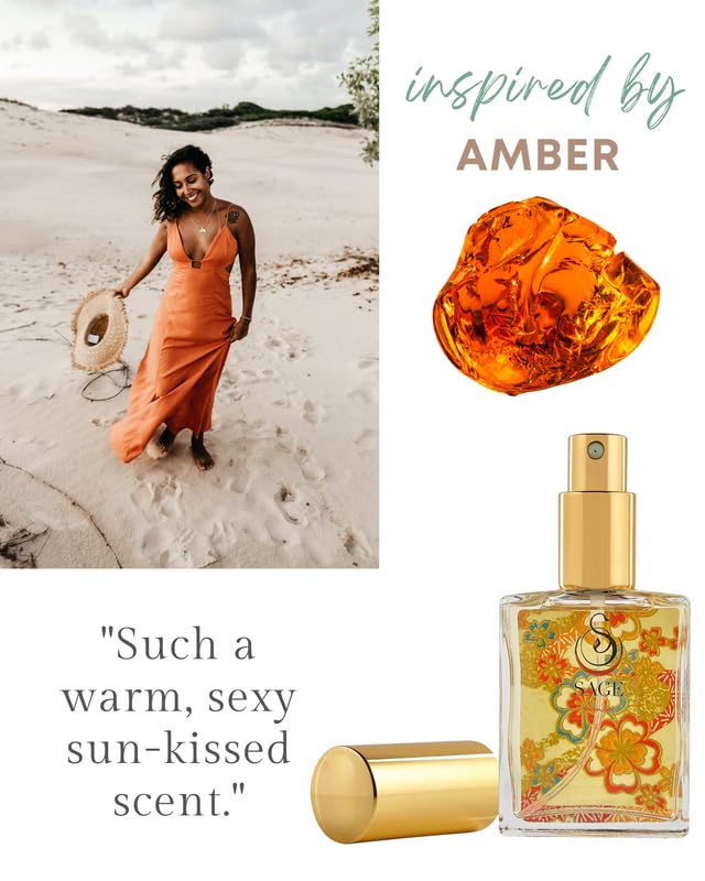The Sage Lifestyle Amber Luxury Spray, Blood Orange, Sandalwood, Amber Oil, Vanilla Musk, Perfume for Women, Long Lasting, Warm and Cozy Fragrance, Gourmand Scent, Artisan, Parfum, 2oz, Travel Perfume