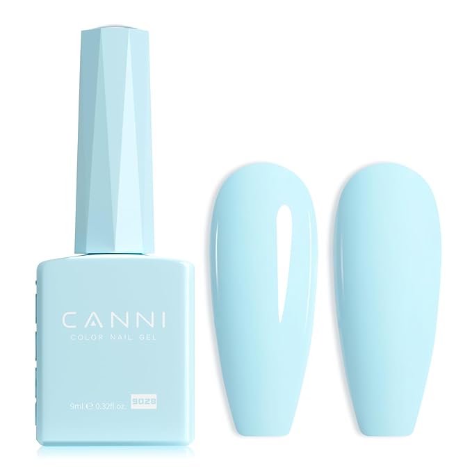 CANNI Pastel Blue Gel Nail Polish, 1Pcs Light Baby Blue Gel Polish Color High Gloss Soak Off U V Nail Manicure Salon DIY