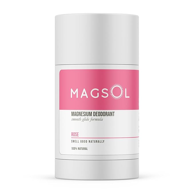 MAGSOL Magnesium Deodorant for Women, Aluminum Free, Baking Soda Free, Natural Deodorant for Sensitive Skin, Long Lasting Odor Protection with Sweet Almond Oil, Rose 2.6 oz