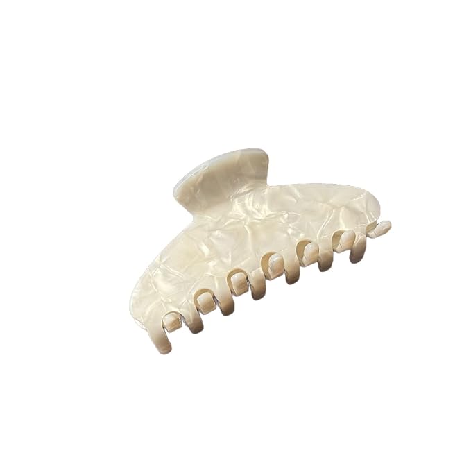 Premium Durable Acetate Hair Clips for Women Girls 3 .94" Water Wave Hair Claw for Thick or Thin Hair, Large Cute Styling Accessories (White)