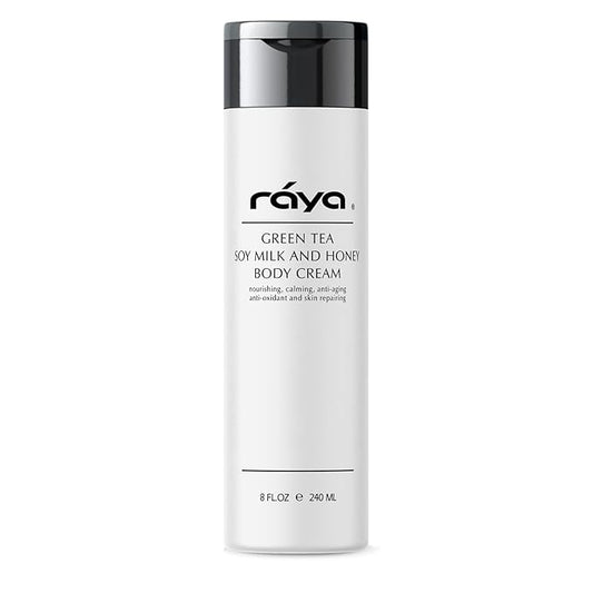 Raya Green Tea, Soy Milk, and Honey Body Cream 8 oz (S-523) | Nourishing, Calming, and Anti-Aging Body Cream | Protects and Refines Skin