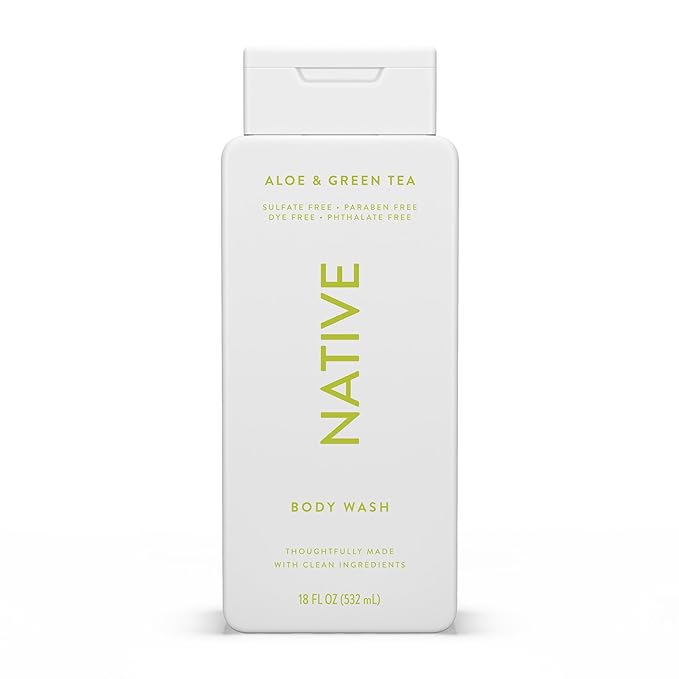 Native Body Wash Contains Naturally Derived Ingredients | For Women & Men, Sulfate, Paraben, & Dye Free Leaving Skin Soft and Hydrating |Aloe & Green Tea 18 oz