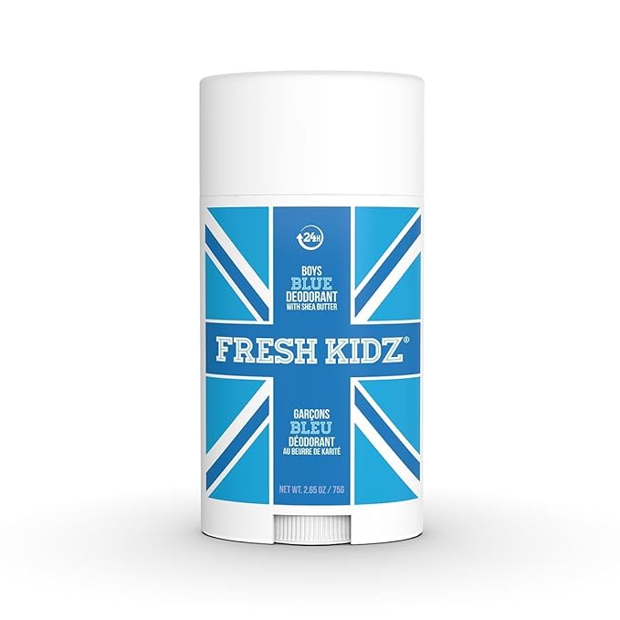 Fresh Kidz Deodorant Stick for Kids and Teens - Baking Soda and Aluminum-free 24 Hour Protection for Sensitive Skin - Boys "Blue", 2.65 oz / 75 g