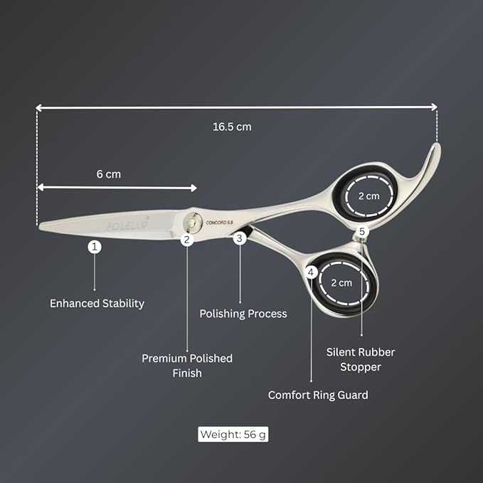 Hair Cutting Scissor – 5.5" 440C Japan Stainless Steel with Sword Blade and Ball Bearing Tension Screw – Grooming Tool for Men and Women