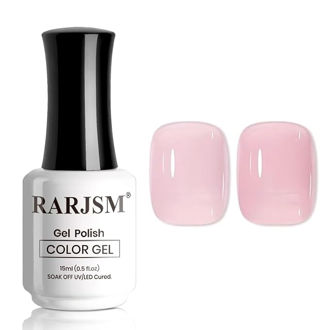RARJSM Nude Rosy Pink Gel Nail Polish Soft Jelly Neutral Skin Tone Sheer Milky Creamy Nudegel 1PC 15ml Single Bottle Transparent French Manicure Soak off UV LED Cured for Home Salon DIY