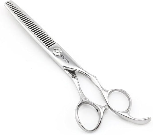 6" Barber Hair Scissors Hair Thinning Shears Professional Hair Thinning Scissors 30 Teeth 440C Silvery Convex Edge KINSARO for Hairdresser Barbershop or Home Use