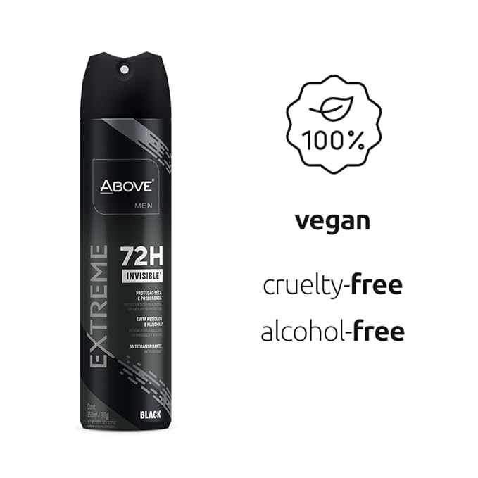 ABOVE Extreme Men Black - 72H Antiperspirant Spray Deodorant for Men 5.07 Fl Oz | Aluminum-Free | Fresh Mist, No Stain, No Alcohol, Long-Lasting Men's Deodorant Spray | Lavender and Oliban