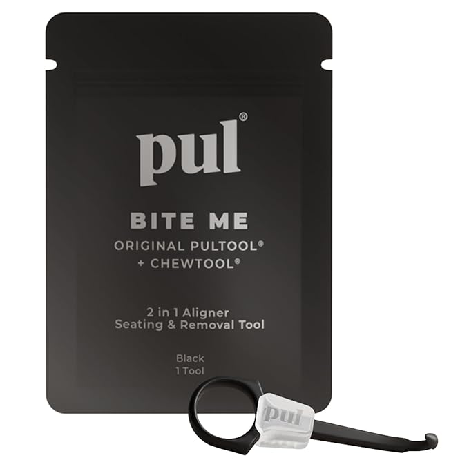 PUL Pack of 1 Reusable 2-in-1 Aligner Seating Chewie & Removal Tool — Compatible with Invisalign, Removable Braces, Retainers & Trays – Easy-to-Use Remover & Chew, Dental & Oral Hygiene Care – Black