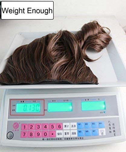REECHO 16" 1-Pack 3/4 Full Head Curly Wavy Clips in on Synthetic Hair Extensions HE008 Hairpieces for Women 5 Clips 3.9 Oz per Piece - Dark Brown with Chestnut Highlights