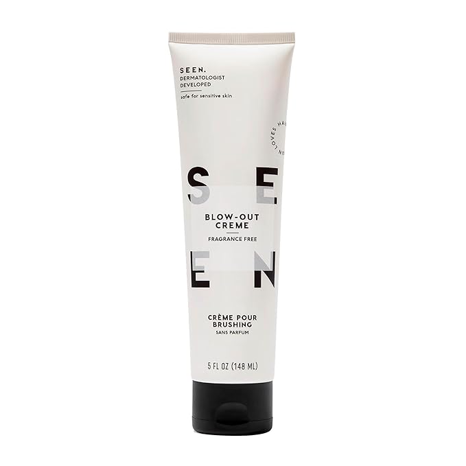 SEEN Blow-Out Creme, Fragrance Free - Non-Comedogenic & Blow Out Hair Cream- Reduces Frizz- Heat Protectant- Safe for Sensitive, Eczema & Acne Prone Skin