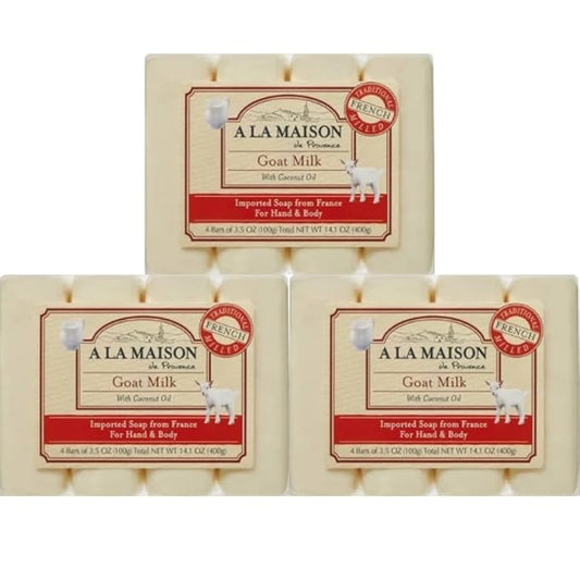 A LA MAISON Hypoallergenic Unscented Bar Soap - Triple French Milled Natural Moisturizing Hand Soap Bar (12 Bars of Soap, 3.5 oz)