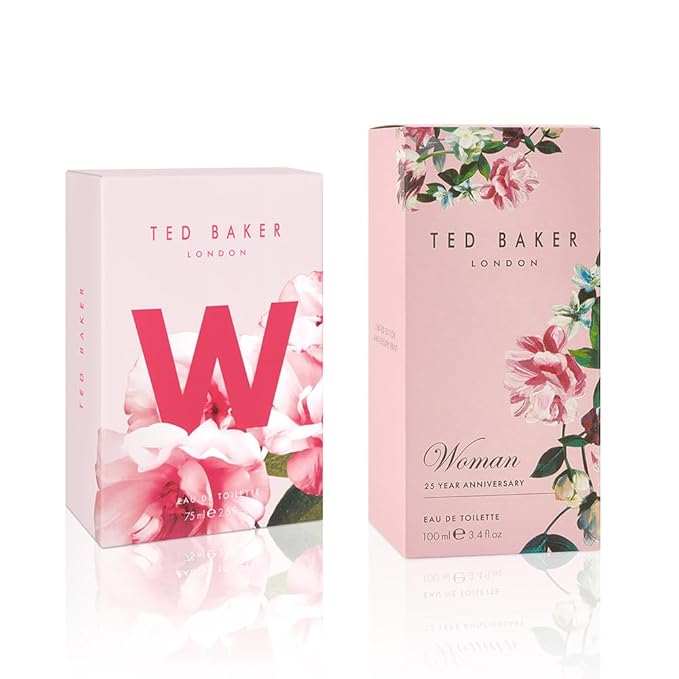 Ted Baker W and Woman Pink EDT Bundle, includes W EDT, pink orchid, fig leaf and white peony top notes 75ml with Woman Pink EDT, floral green feminine fragrance 3.38 fl oz