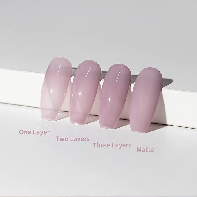 RARJSM Sheer Purple Gel Nail Polish Translucent Clear Gel Polish French Manicure Milky Natural Transparent Gel Polish Grey Purple LED UV Curing Requires Single Bottle 15ml for Home Salon Nail Art DIY