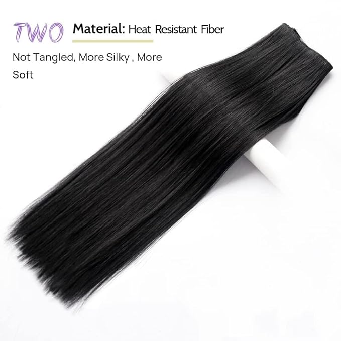 Natural Black Clip in Extensions Straight 22" Long Synthetic Thick Clips on Hair Piece for Women 5PCS Black Curly Wavy 18" Cheap Brown Red White Soft Full Head Weddings Party Daily Use 5 Oz