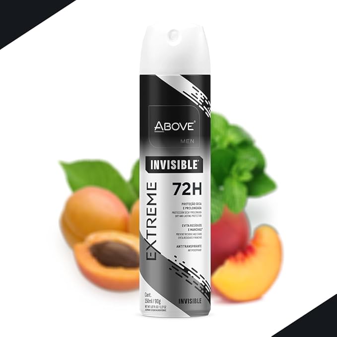 ABOVE Extreme Men Invisible - 72H Antiperspirant Spray Deodorant for Men 5.07 Fl Oz| Aluminum-Free | Fresh Mist, No Stain & Alcohol, Long-Lasting Men's Deodorant Spray | Mint, Peach, Apricot