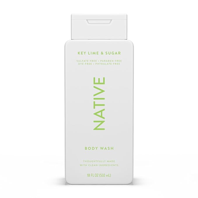 Native Body Wash Contains Naturally Derived Ingredients | For Women & Men, Sulfate, Paraben, & Dye Free Leaving Skin Soft and Hydrating | Key Lime & Sugar 18 oz