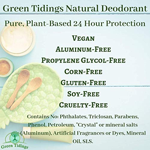Green Tidings Natural & Unscented Deodorant | 2.7oz 1 | Pack Vegan, Organic Deodorant for Men and Women, Fragrance Free & Aluminum Free Deodorant, Underarm Antiperspirant