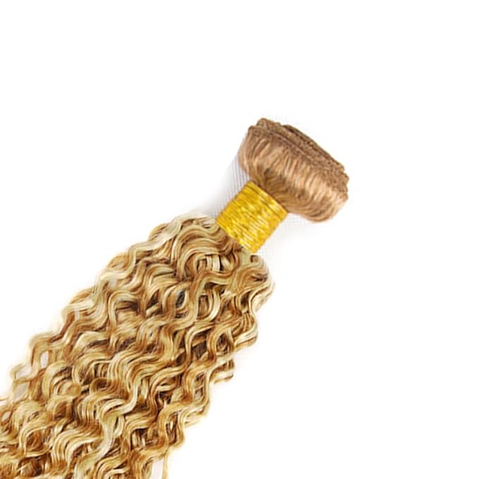 28 30 32 inch P27/613 Human Hair Bundles Blonde Kinky Curly Bundle 2 Tone 27 and 613 Human Hair Weave Bundles Honey Blonde Color