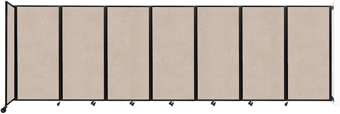 Versare Room Divider 360 Wall-Mounted Folding Partition | Locking Wheels | Temporary Room Separator | 19'6" x 6' Beige SoundSorb Panels