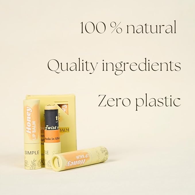 Natural Honey Lip Balm - 100%-grassfed Beef Tallow, Organic Raw Honey & Argan Oil - Ultra Moisturizing, Conditioning, No Paraffin, Non Toxic, all Natural - 3 Pack (3x0.15 oz) Untinted