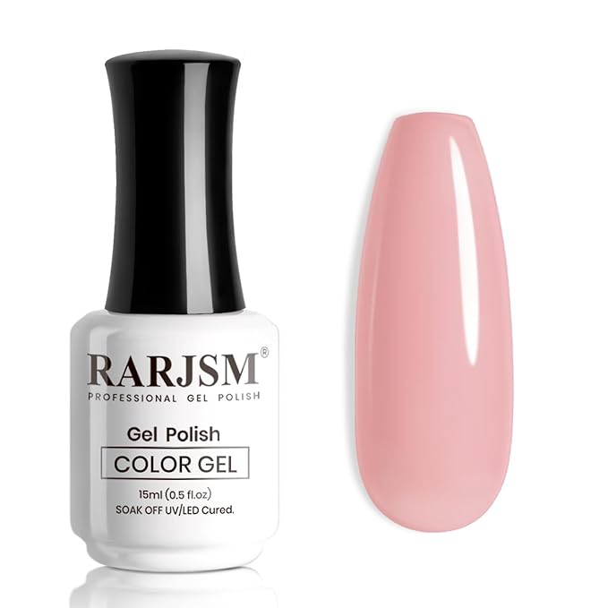 RARJSM Nude Gel Polish Soft Pink Skin Tone Neutral Color Sheer Jelly Gel Nail Polish 1PC 15ml Single Bottle Cream Transparent Pink Nail Gel Polish Soak off UV LED Cured for Home Salon DIY Manicure