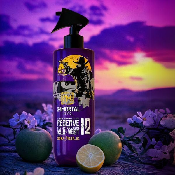 Immortal NYC Reserve 12 Wild West, After Shave Spray Body/Face Men's Cologne,17oz, Exclusive Barbers, Softens Skin, Refreshes, Disinfects and Relieves Face and Skin, Moisturizing Formula After Shaving