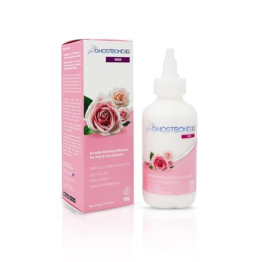 GHOSTBOND XL Hair Replacement Adhesive - 5oz - Invisible Bonding Wig Glue: Extra Moisture Control - Water & Oil-Resistant, Light Hold for Poly and Lace Hairpiece, Wig, Toupee Systems, (Rose)