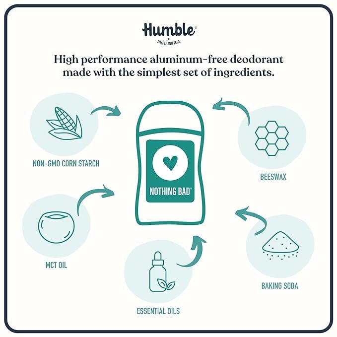 HUMBLE BRANDS Original Formula Aluminum-free Deodorant. Long Lasting Odor Control with Baking Soda and Essential Oils, Black Spruce, Pack of 1