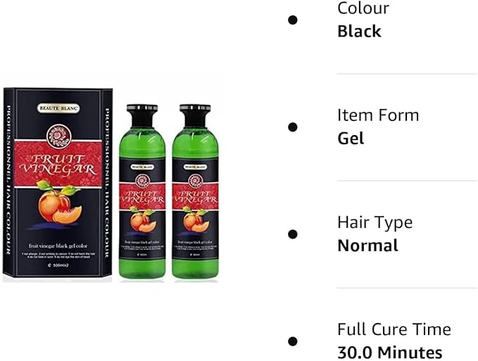 Beaute-Blanc Professional Fruit Vinegar Black Gel Color, Green Glass Bottle, 500ml x 2, Hair Treatment