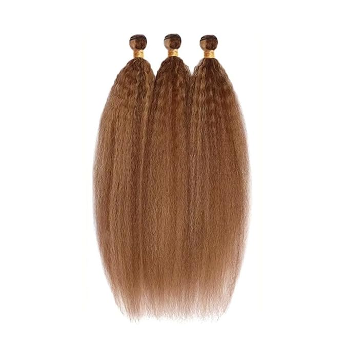 28 30 32 Inch Highlight Bundles Light Brown Kinky Straight Bundle Color 30 Human Hair 3 Bundles Brazilian Virgin Remy Hair Extensions
