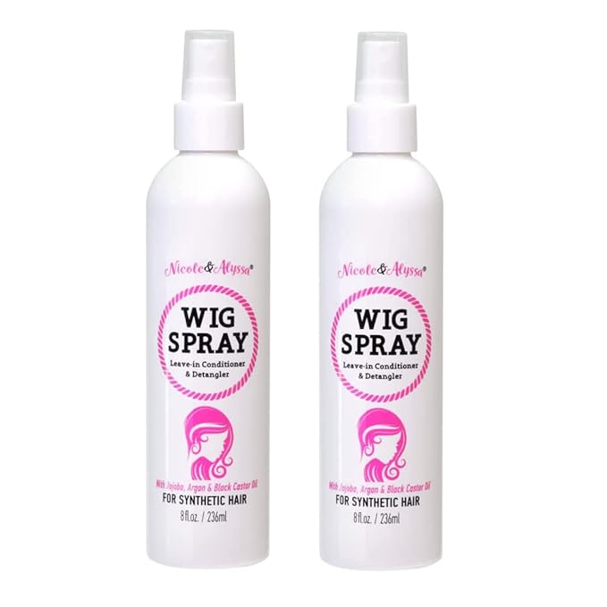 Nicole & Alyssa - Wig Spray For Synthetic Hair 8oz - Leave-in Conditioner, Detangler, Moisturizer (Pack of 2)