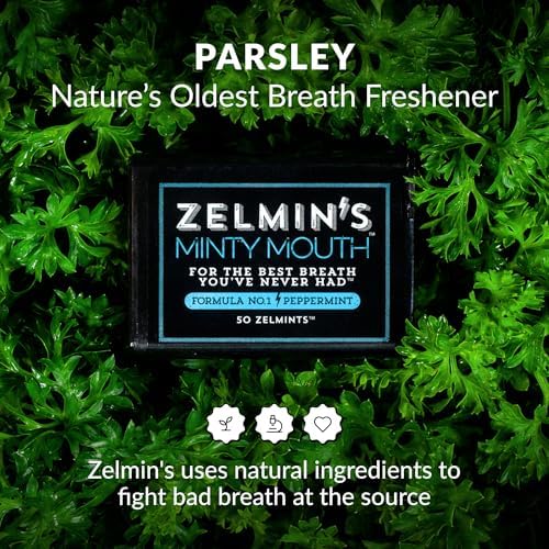 Zelmin's Minty Mouth Breath Freshener - (5 Pack) Long Lasting Bad Breath Treatment for Adults, Instant Freshness Helps with Dry Mouth, Natural Breath Mints for Travel, Alcohol-Free, Keto, Gluten-Free