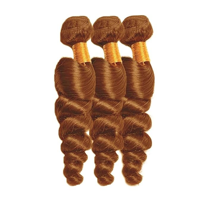 Color 30 Human Hair Bundles Light Brown Loose Wave Bundles Human Hair 22 24 26 Inch Brazilian Virgin Remy Hair 3 Bundles Hair Extensions Brown Bundles