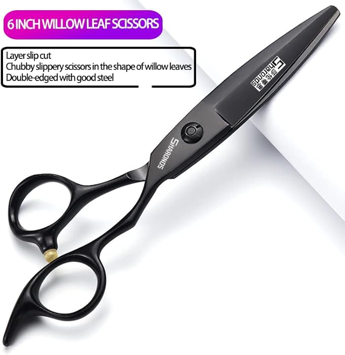 6 Inch Black Hairdressing Scissors Salon Hairdressing Tool Stainless Steel Hair Cutting Hair Thinning Hairdressing Scissors (6 inch 4PC)