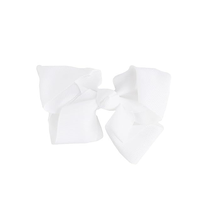 4 Inch Grosgrain Hair Bow for Girls - White