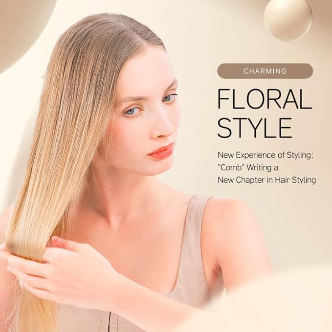 Hair Straightener Brush, Straight Hair Comb for Women, Heat Comb Hair Straightening 30s Fast Heating with 6 Temp Settings & Anti-hot Comb, Styling for Silky Smooth Home Salon, Grey