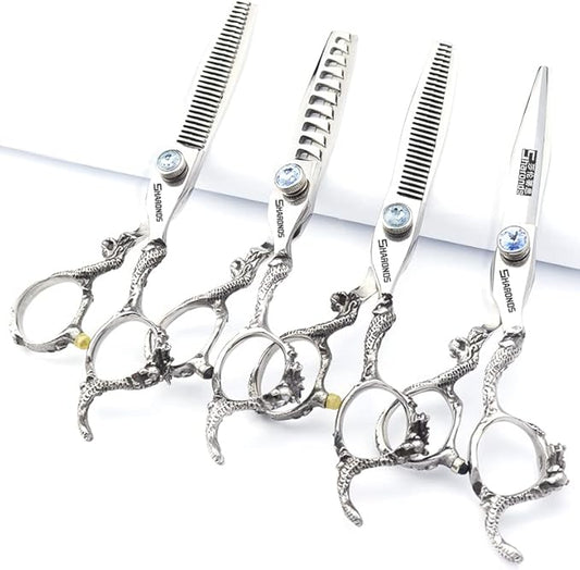 6/7/8/9 Inches Professional Hairdressing Scissors Set,Stainless Steel Hairdressing Scissors for Women & Men… (6 inch 4PC)