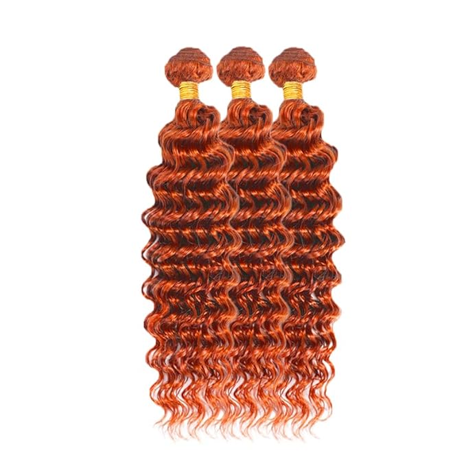 Ginger Human Hair Bundles 350 Deep Wave Bundles Ginger Orange Bundle 24 26 28 inch #350 Bundle Human Hair Extensions