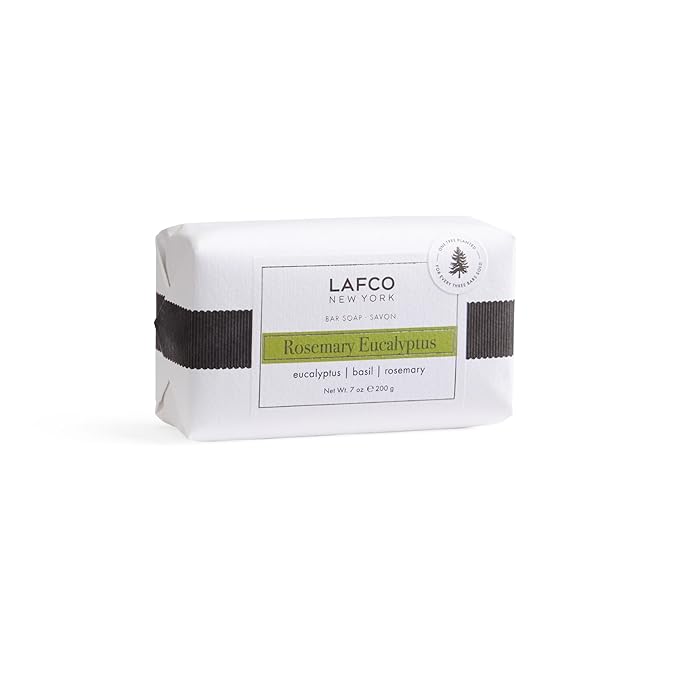 LAFCO New York Bar Soap, Rosemary Eucalyptus - 7 oz - Ultra-Hydrating, Natural Formula - All Skin Types - Made in Europe