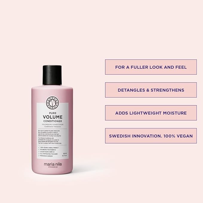 Maria Nila Pure Volume, Conditioner 10.1 Fl Oz, Vitamin B5 Gives Volume to Thin & Fine Hair, 100% Vegan & Sulfate/Paraben free