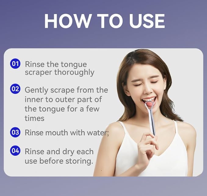 Stainless Steel Tongue Cleaner Scraper, 2-Pack - Dual-Head Design for Gentle Tongue Cleaning, Hygienic Metal Tongue Brush for Fresh Breath and Oral Care