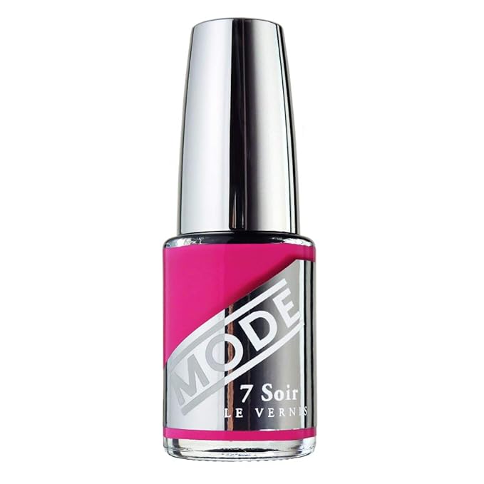 MODE Hot Pink Fuchsia Nail Polish Color, Long Lasting Nail Lacquer, Nourishing Chip Resistant Strengthening Protection, Vegan, Pro Wide Contour Brush, NY Made, 7 Soir Le Vernis, Conjuring Friday